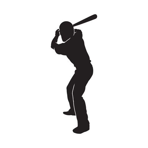 Baseball player silhouette, Man batter vector illustration on white ...