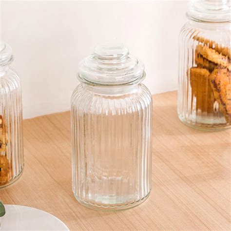 Glass Storage Jar With Lid Set Of 4 1 Litre Online - Premium Airtight ...