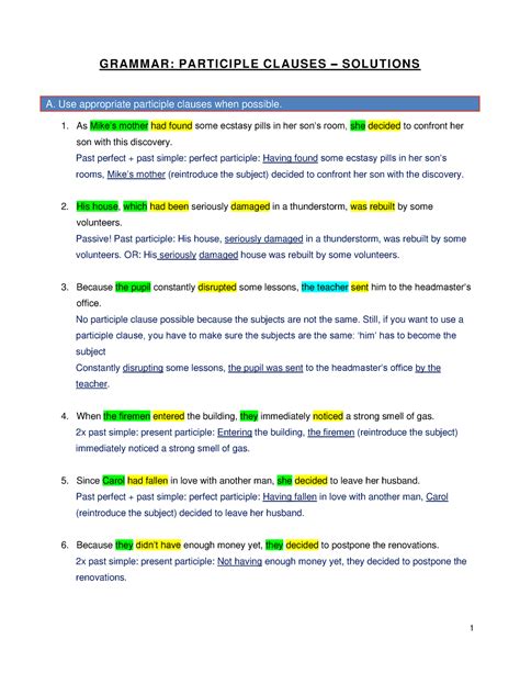 Image result for Examples of Participle Clauses