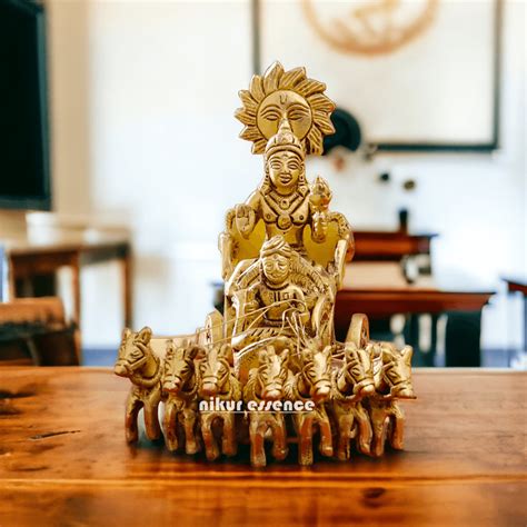 Brass Surya Statue of Sun Narayan – 7Inch – Nikuressence