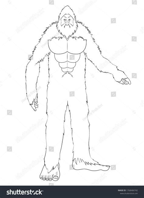 Bigfoot Coloring Page Outline Image: ภาพประกอบสต็อก 1768486742 ...