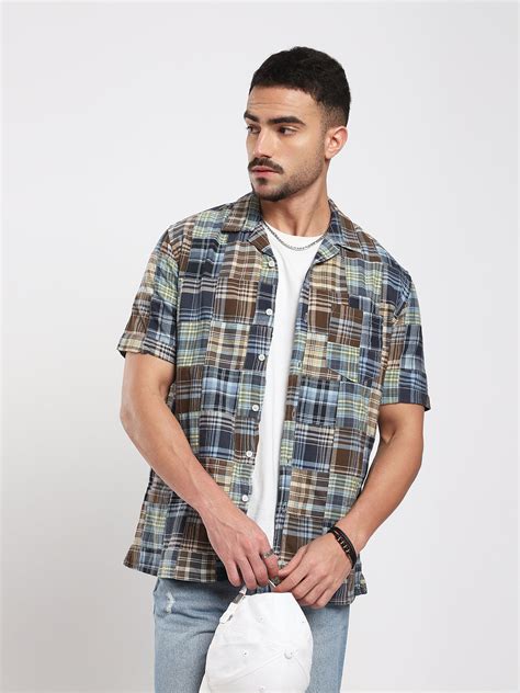 Multicolor Patchwork Resort Collar Oversized Shirt – Vastrado