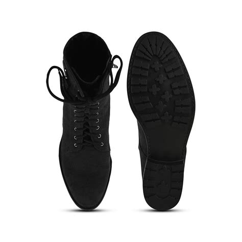 Buy SHUZ TOUCH Black Lace Up Suede Boots Online