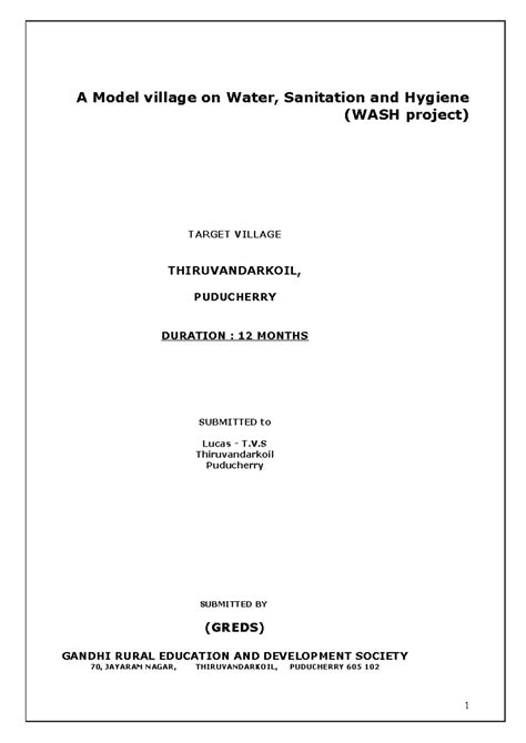 Proposal writing for csr - A Model village on Water, Sanitation and ...