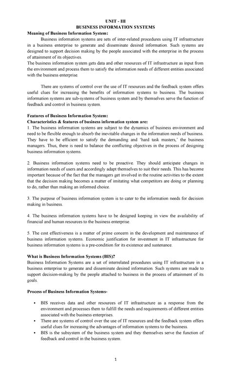 UNIT - III Business Information Systems - UNIT - III BUSINESS ...