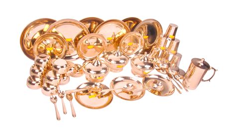 Pure Bronze |Kansa Thali Dinner Set Big - 49 Pieces, Gold - (Pure Kans ...