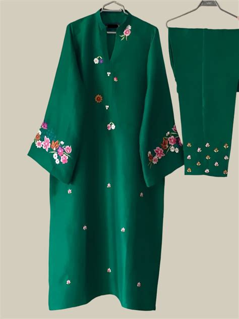 HAND EMBROIDERY COTTON SILK KURTA SET – Pristinetints