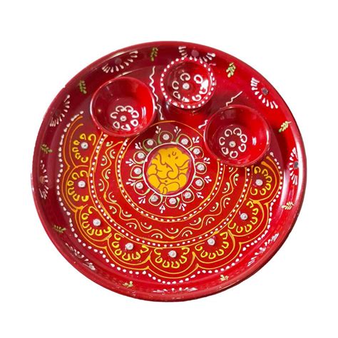 DMS RETAIL Combo Set of 2 Swastik Rakhi with Golden Pooja thali and ...