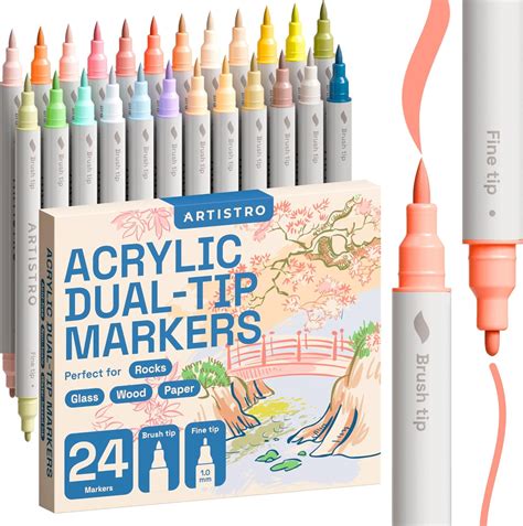 Amazon.com: ARTISTRO 24 Pastel Dual-Tip Acrylic Paint Markers - Brush ...