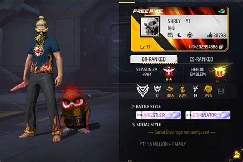 Shrey YT's Free Fire MAX ID, stats, rank, K/D ratio, and YouTube income ...