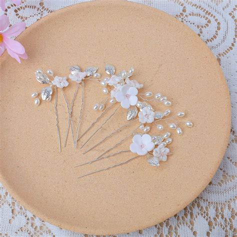 Amazon.com : Teyglen Bride Wedding Hair Pins Flower Bridal Hair Clips ...