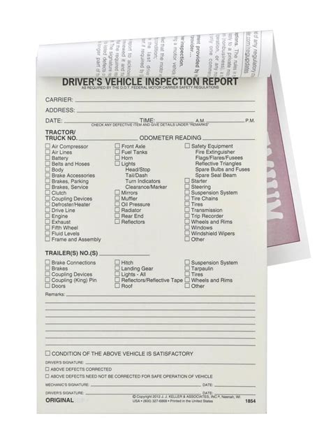 J J Keller And Associates Inc Detailed Drivers Vehicle Inspection ...