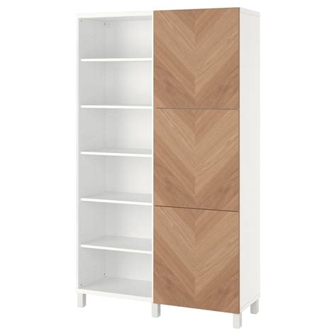 BESTÅ storage combination with doors, white/Hedeviken oak veneer ...