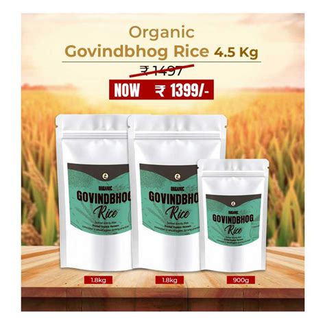 Organic Govindbhog Rice 4.5kg -Pure Aromatic Small-Grain Premium Rice ...