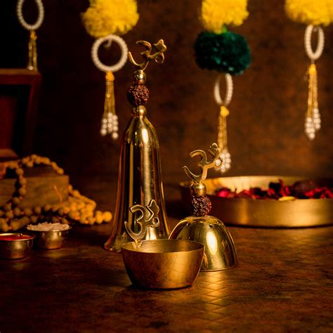 Buy Antique Rudraksha Pooja Bell (Set of 3) Online in India - Mypoojabox.in