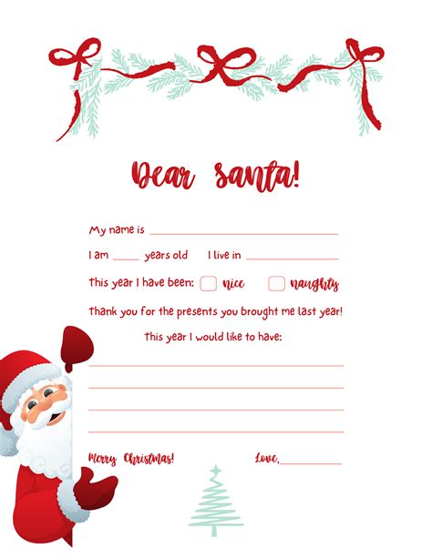 Free Printable Dear Santa Letter Templates