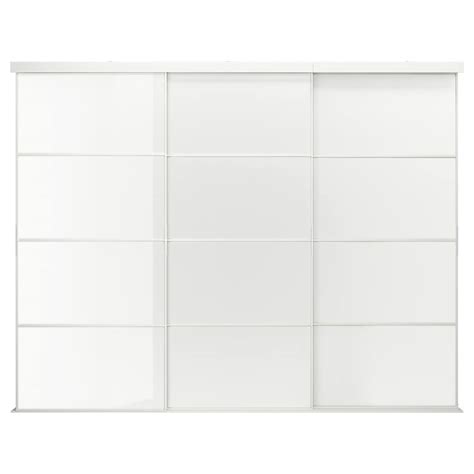 SKYTTA / FÄRVIK sliding door combination, white/white glass, 301x240 cm ...