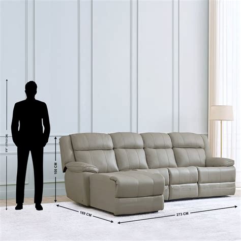 Buy Torino Half Leather 3-Seater Left Corner Recliner with Chaise ...