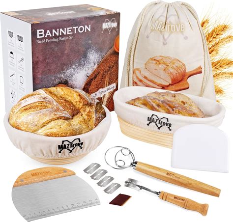 Amazon.com: 31 Pc Banneton Bread Proofing Basket Set - 9 or 10 Inch ...