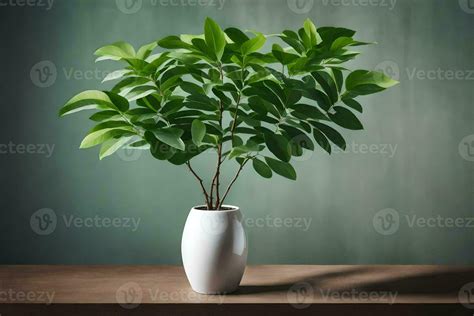 a potted plant in a white vase on a table. AI-Generated 30115823 Stock ...