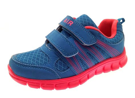 Kids Girls Sports Trainers Velcro Pumps Flat Running Shoes Kids Size UK ...