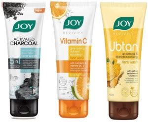 Joy Brightening Charcoal & Vitamin C & Ubtan Facewash Combo 100ml Each ...