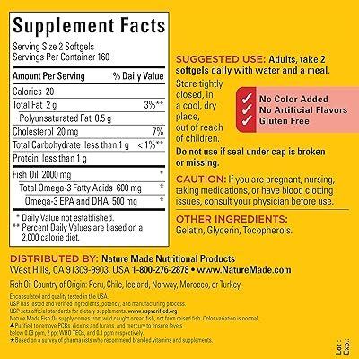 NatureMade Nature Made Fish Oil Omega 3 Supplements, 1000mg India | Ubuy