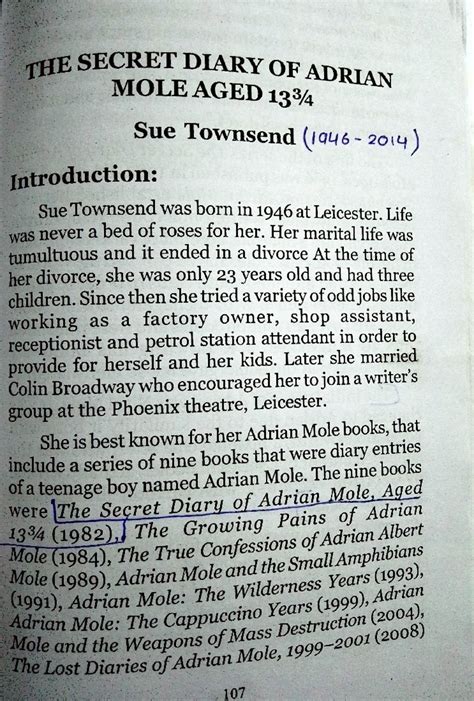 Adrian mole - English lecture notes -. . , _E SECRET DIAR OF AD ...