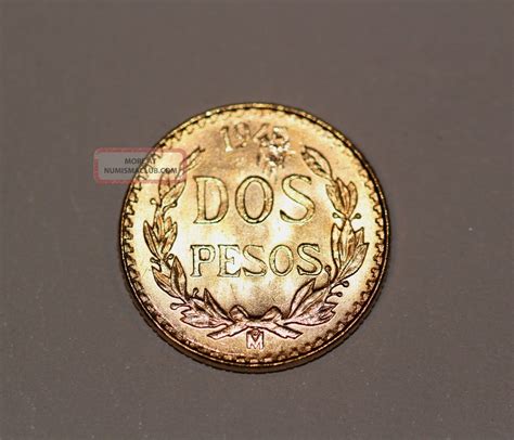 Mexican Gold Dos Pesos - 1945 Year Coin - Gold Mexican 2 Pesos