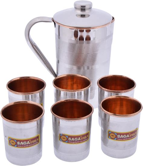 Buy SAGAR Pure Copper Water Jug 1 Litre with Lid, Copper jug Utensils ...