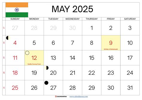 30 Day May 2025 Blank Calendar