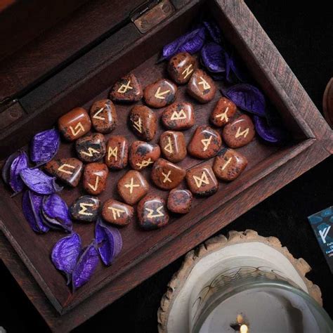 Mahogany Obsidian Gemstone Engraved Rune Stone by The Indian Hand - Buy ...