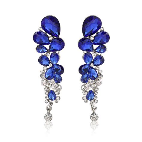 YouBella Fashion Jewellery Crystal Earrings for Girls and Women (BLUE ...