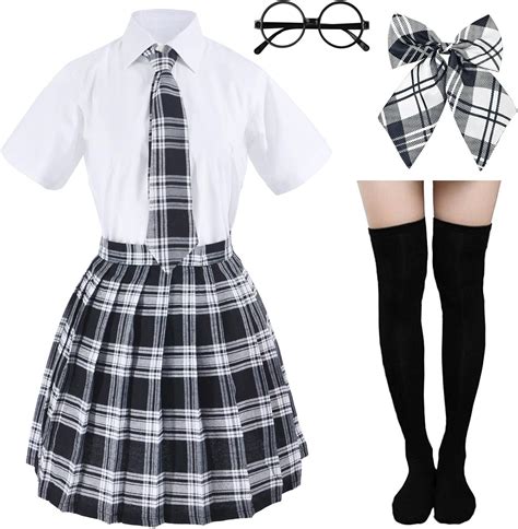 Buy Elibelle Japanese tartan pleated school uniform cosplay costumes ...