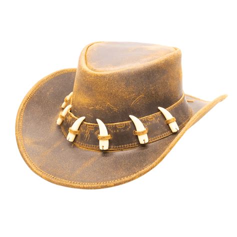 Australian Leather Hat with Crocodile Band Teeth - Dundee Style ...
