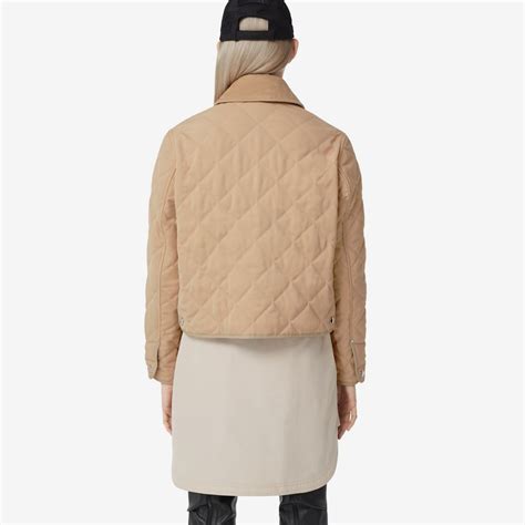 Burberry Corduroy Collar Diamond Quilted Cropped Barn Jacket | REVERSIBLE