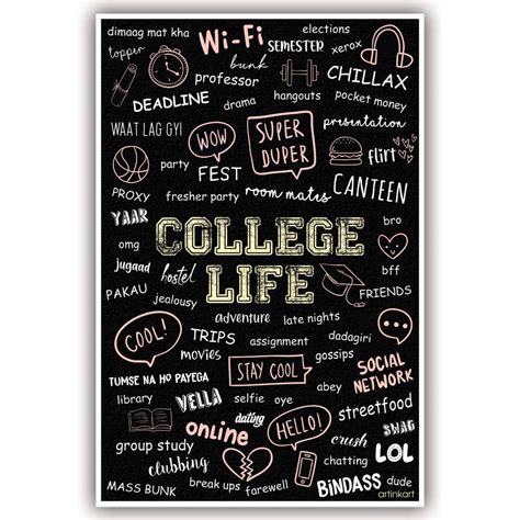 ArtinKart- Life in College Quote Digital Art Print Poster for Students ...