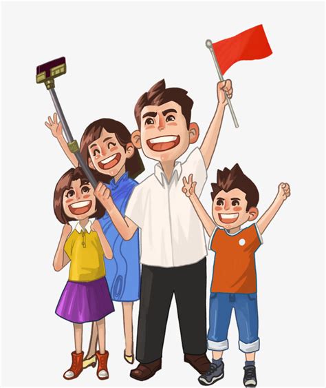 三胎政策家庭成员一家人幸福快乐卡通素材图片免费下载-千库网