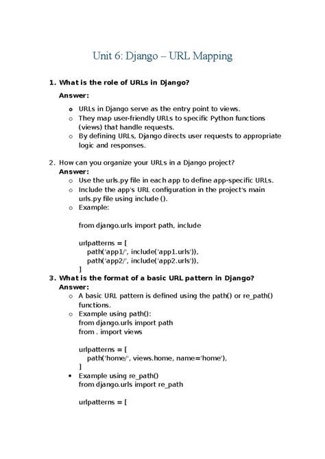 Python wih Django-2 - NOTES - Unit 6: Django – URL Mapping 1. What is ...