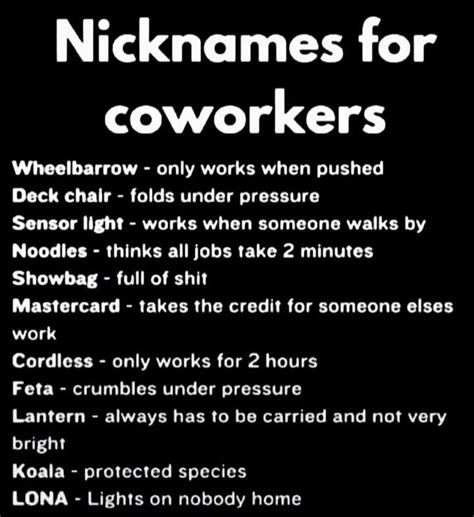 Nicknames For Lazy Coworkers