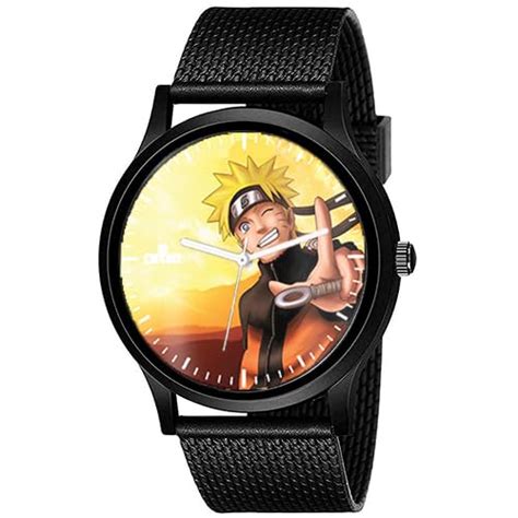 Buy AROA Watch New Watch for Naruto L Sign Sunset Model : 1078 Black ...