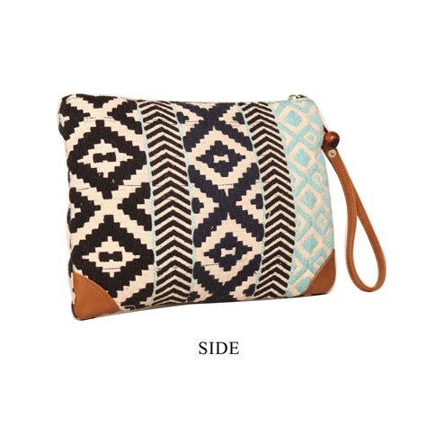 "Black White & Green Dhurry Make Up Pouch/Kit Small Size" – astridlifestyle