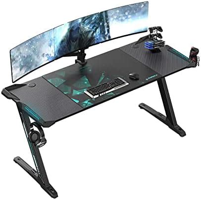 EUREKA ERGONOMIC Metal Z60 Gaming Desk 60'' Z Shaped Large Pc Computer ...