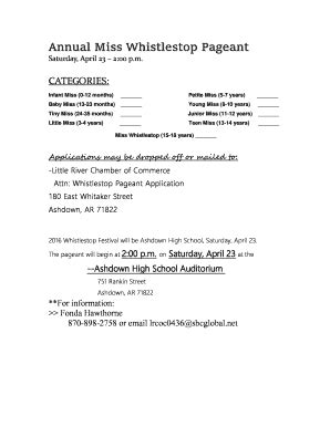 Pageant Categories - Fill and Sign Printable Template Online