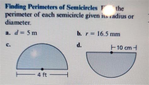 Solved Finding Perimeters of Semicircles F the perimeter of | Chegg.com
