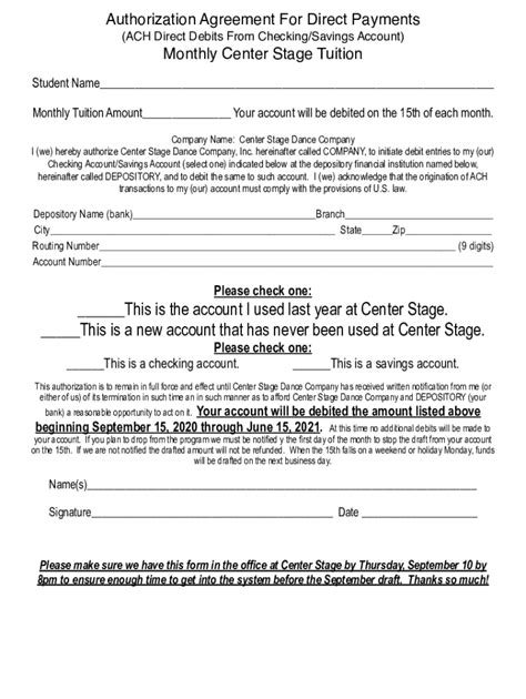 Fillable Online ACH Authorization FormsAuthorization Requirements for ...