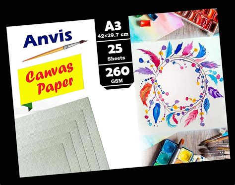 Anvis Canvas Drawing Textures Hand Made Papers 260 GSM 25 Sheets Rough ...