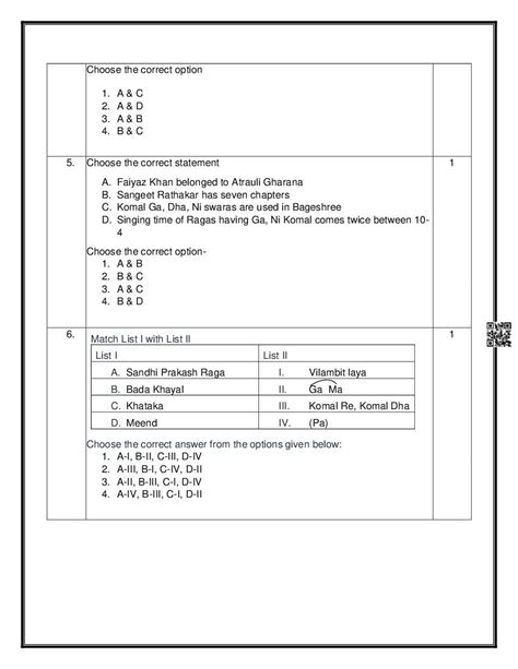 Class 12th Music MCQ Questions 的图像结果