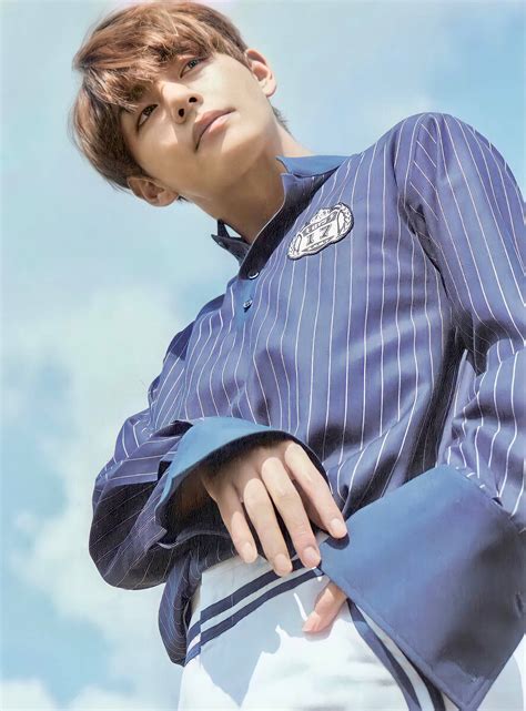 Download BTS V Striped Blue Shirt Wallpaper | Wallpapers.com