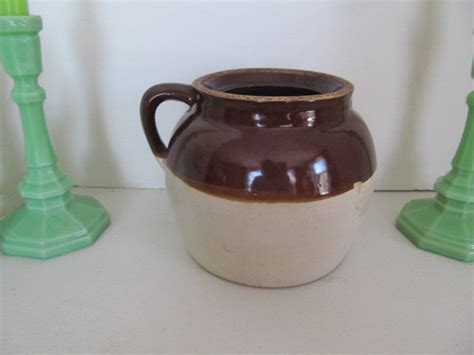 Antique Bean Pot Crockery Stoneware Jug Crock Cobalt Blue 2 Quart ...